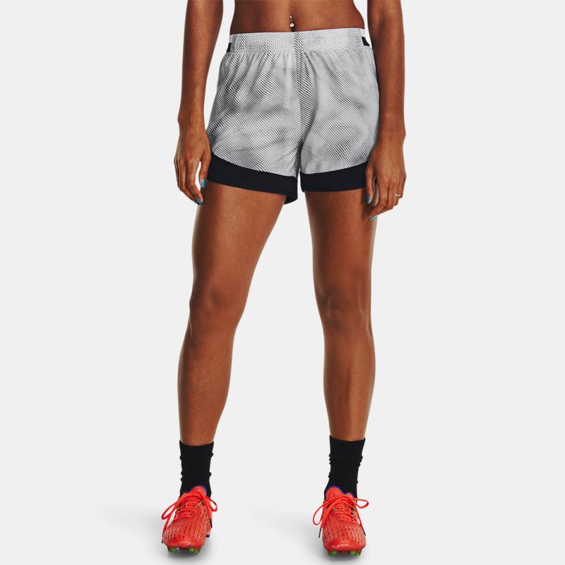 Women's Under Armour Challenger Pro Printed Shorts Mod Gray / White XS